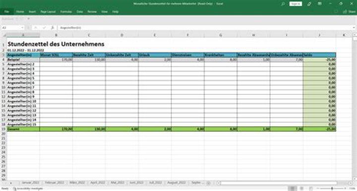 Soll und Ist Stunden Excel?